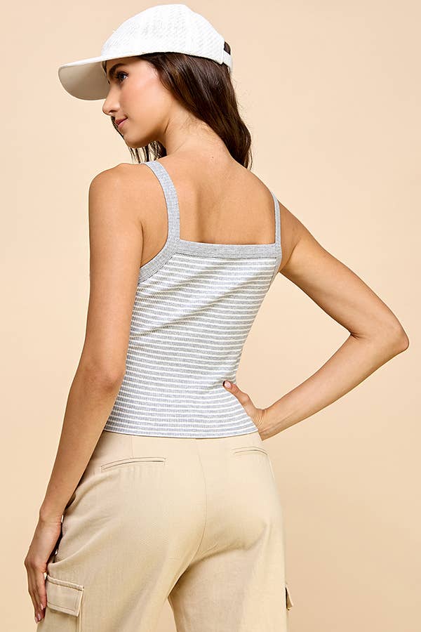 Pretty in Stripes Ribbed Cami Top