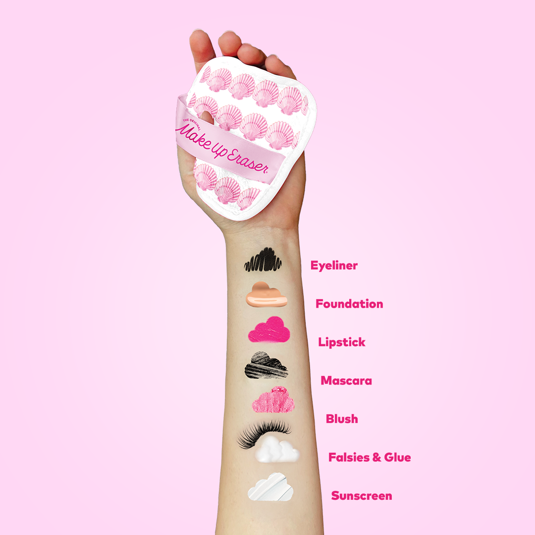 Mermaid Beach Glam Seashells 7-Day MakeUp Eraser Set & Case
