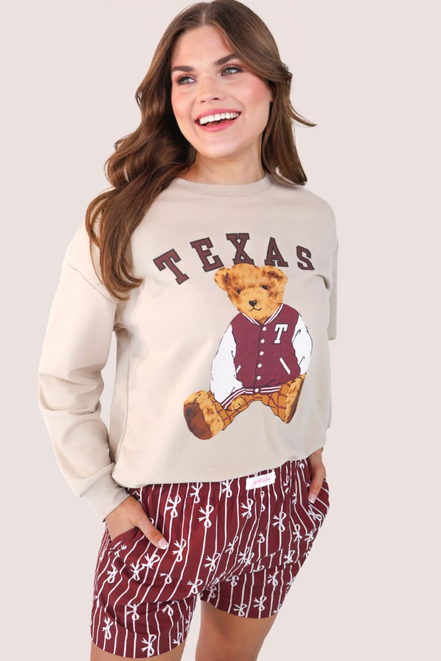 Benny The Bear Texas Pullover- Maroon