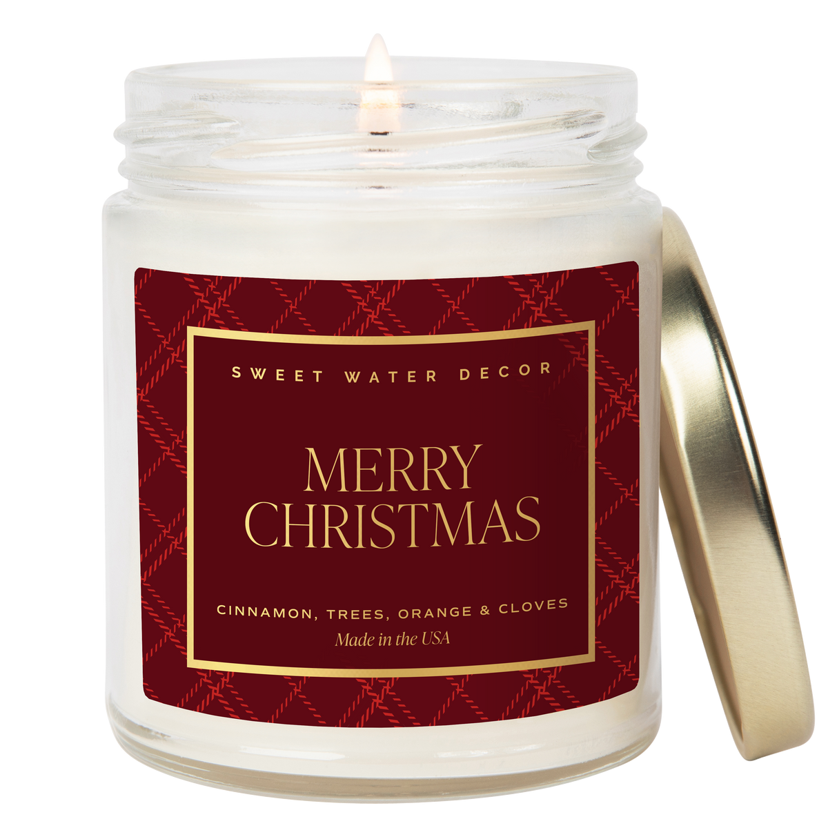 Merry Christmas 9 oz Soy Candle - Apple Cider, Cookies & Pine
