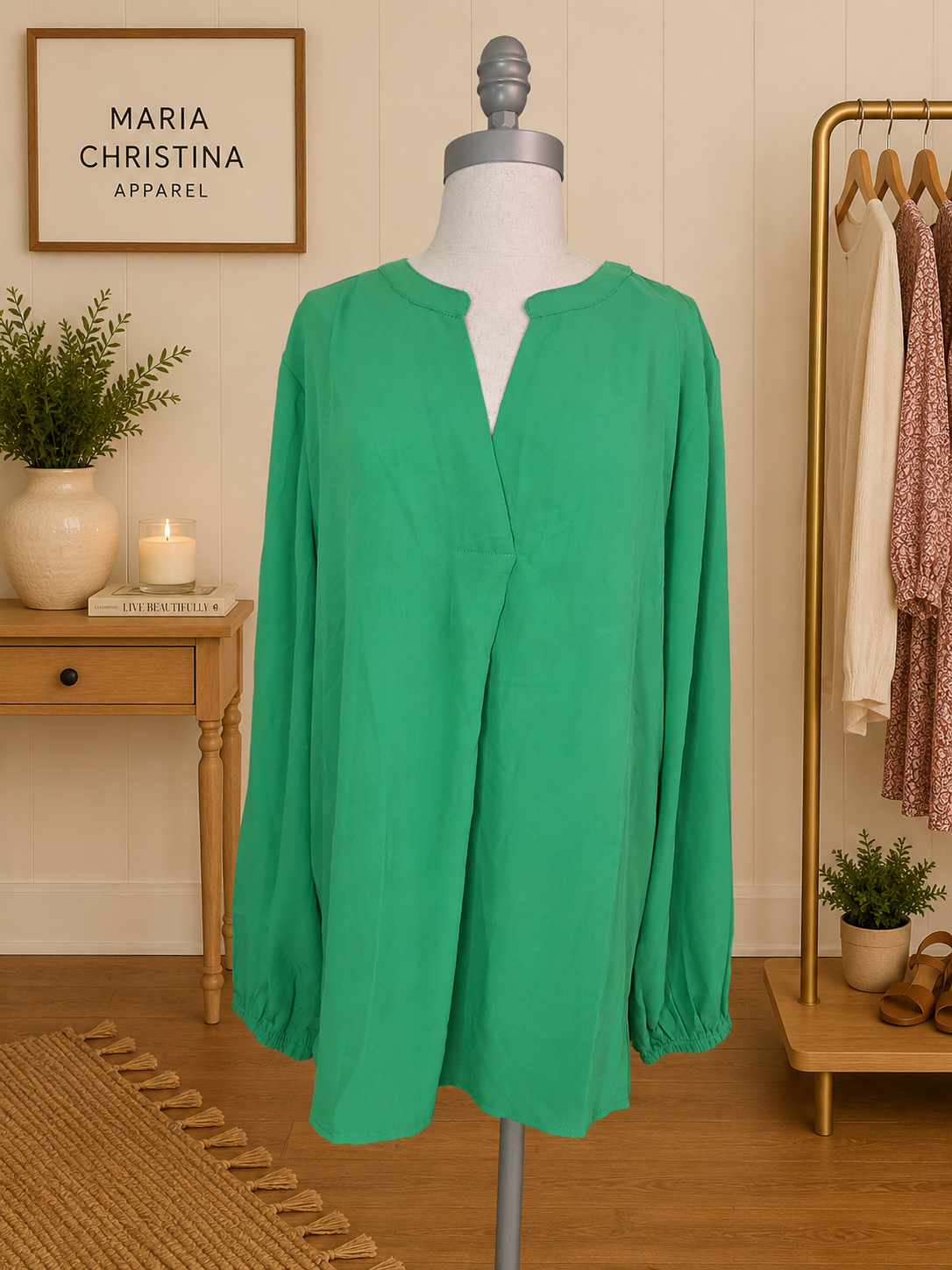 Kelly Green Goddess Chiffon Top