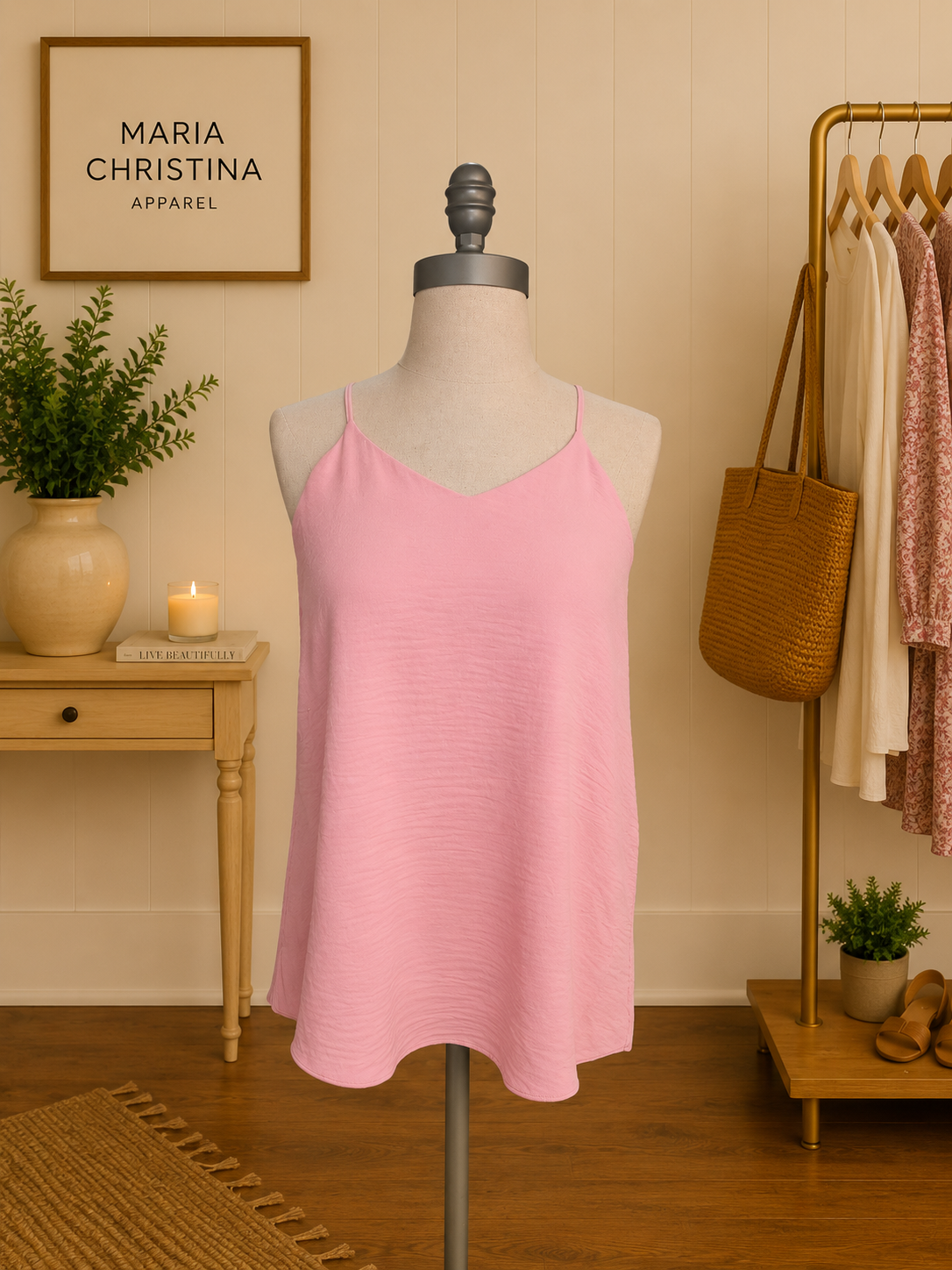 Pink Perfect Racerback Cami by Zenana