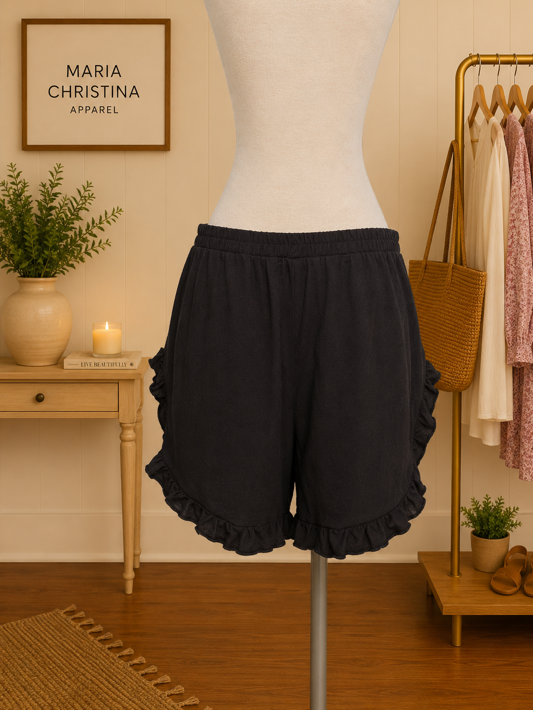 Ruffle My Feathers Black Ruffle Shorts