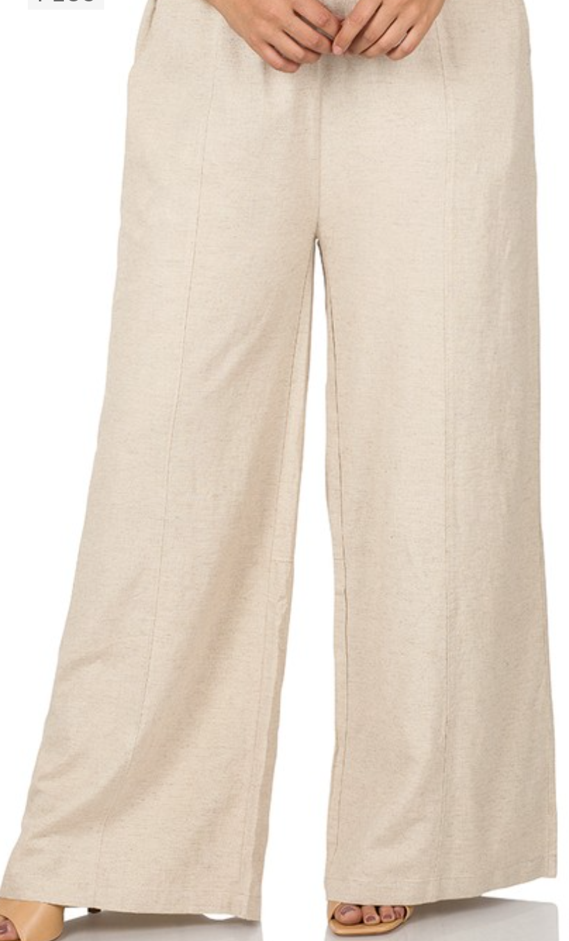 Linen Wide Leg Pants with Pockets