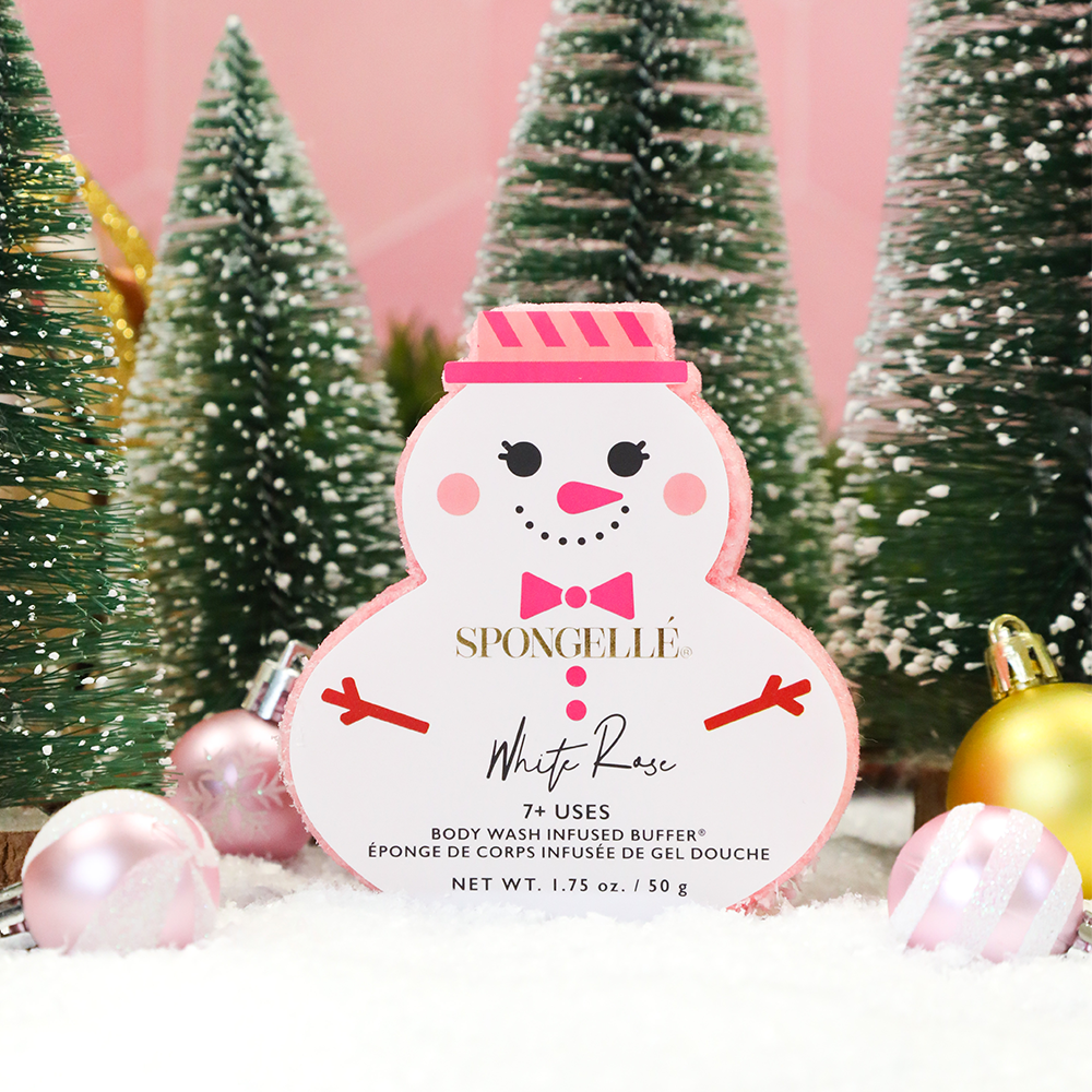 White Rose Snowman Body Buffer - Holiday Stocking Stuffer