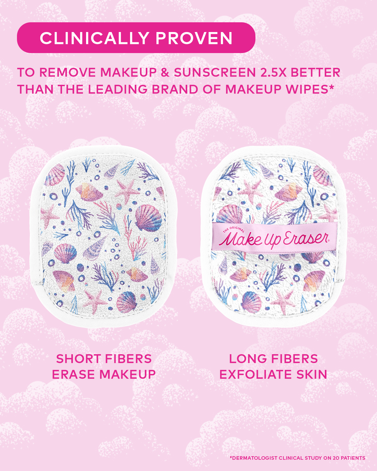 Mermaid Beach Glam Seashells 7-Day MakeUp Eraser Set & Case