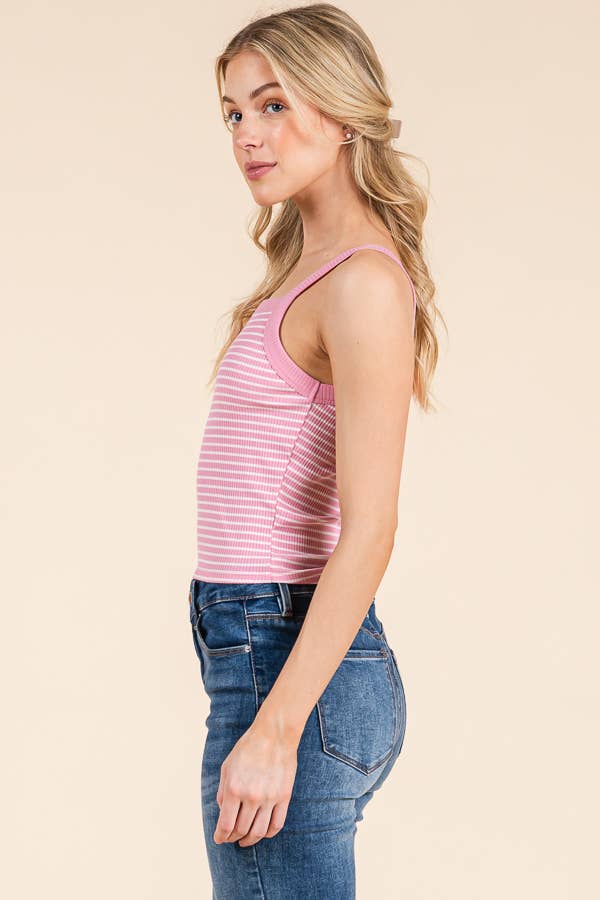 Pretty in Stripes Ribbed Cami Top