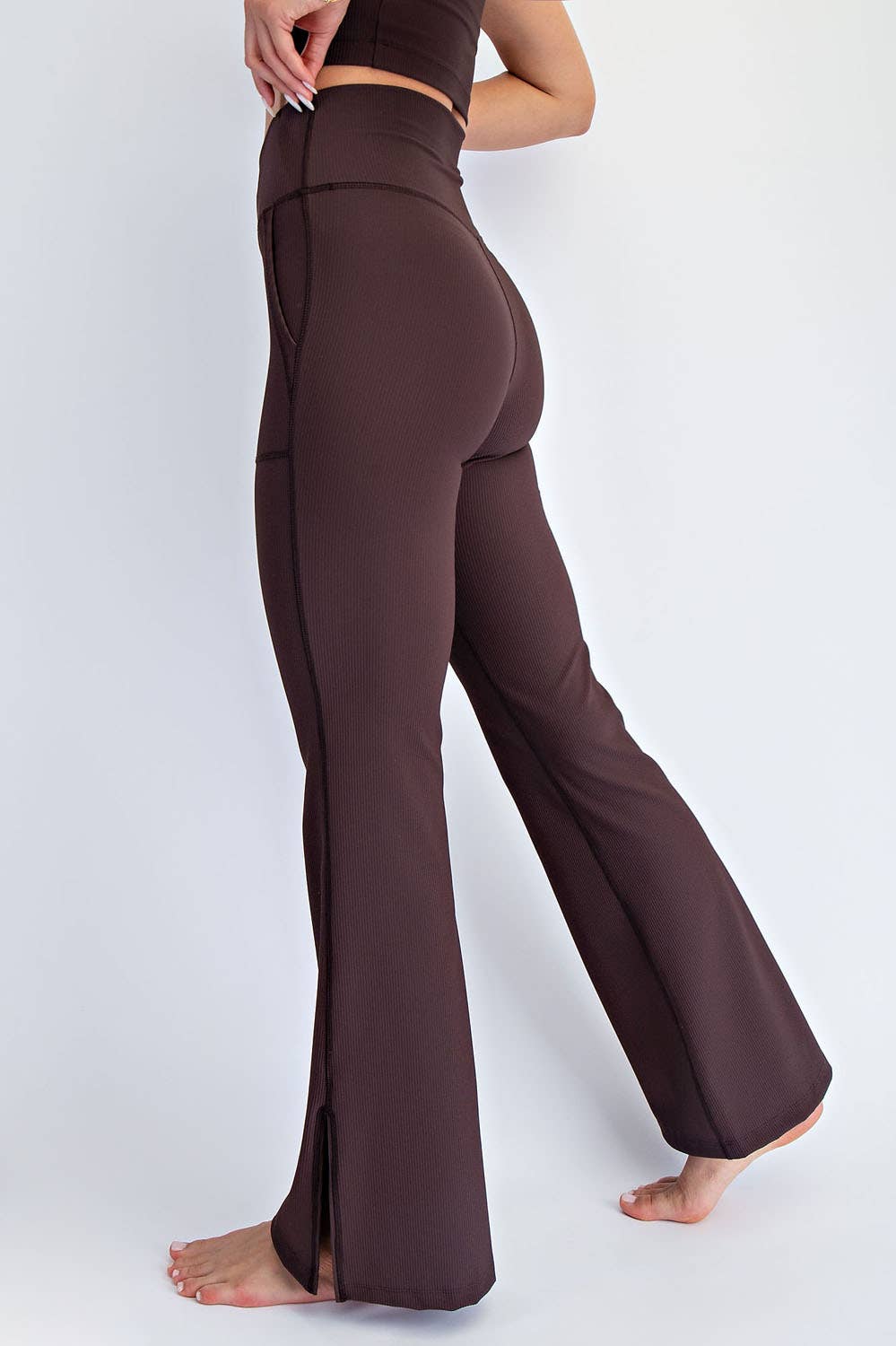 Flare Affair V-Waist Flared Leggings in Espresso