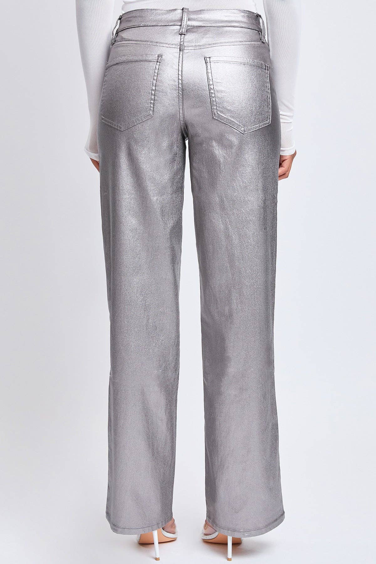 Midnight Shimmer High-Rise Metallic Straight Leg Pants