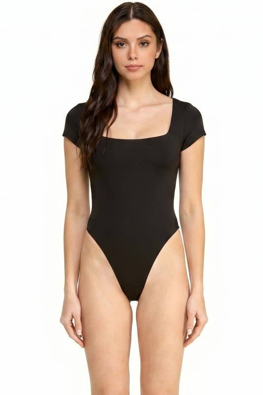 Everyday Girl Square Neck Bodysuit – Black