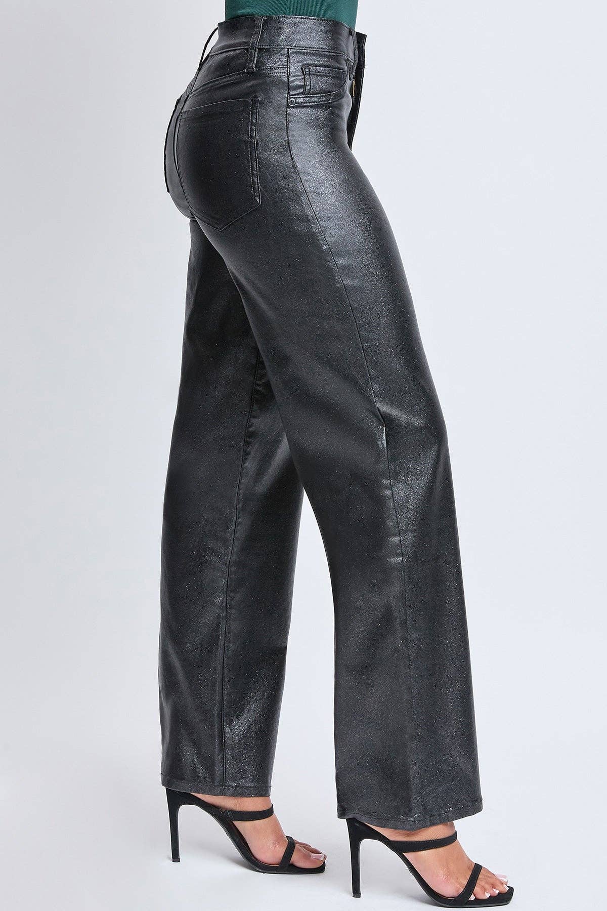 Midnight Shimmer High-Rise Metallic Straight Leg Pants
