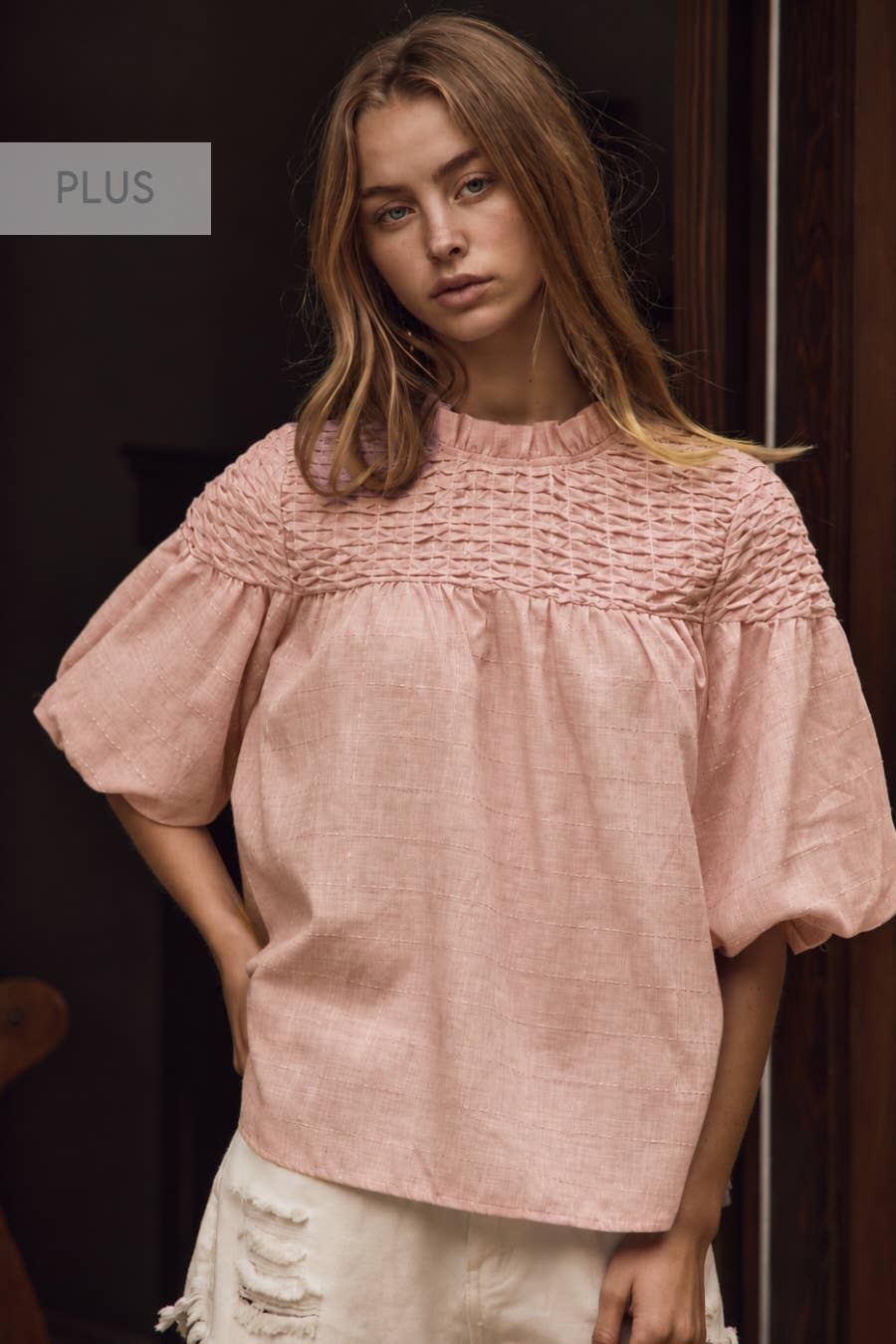 Plus Bubble Sleeve Blouse