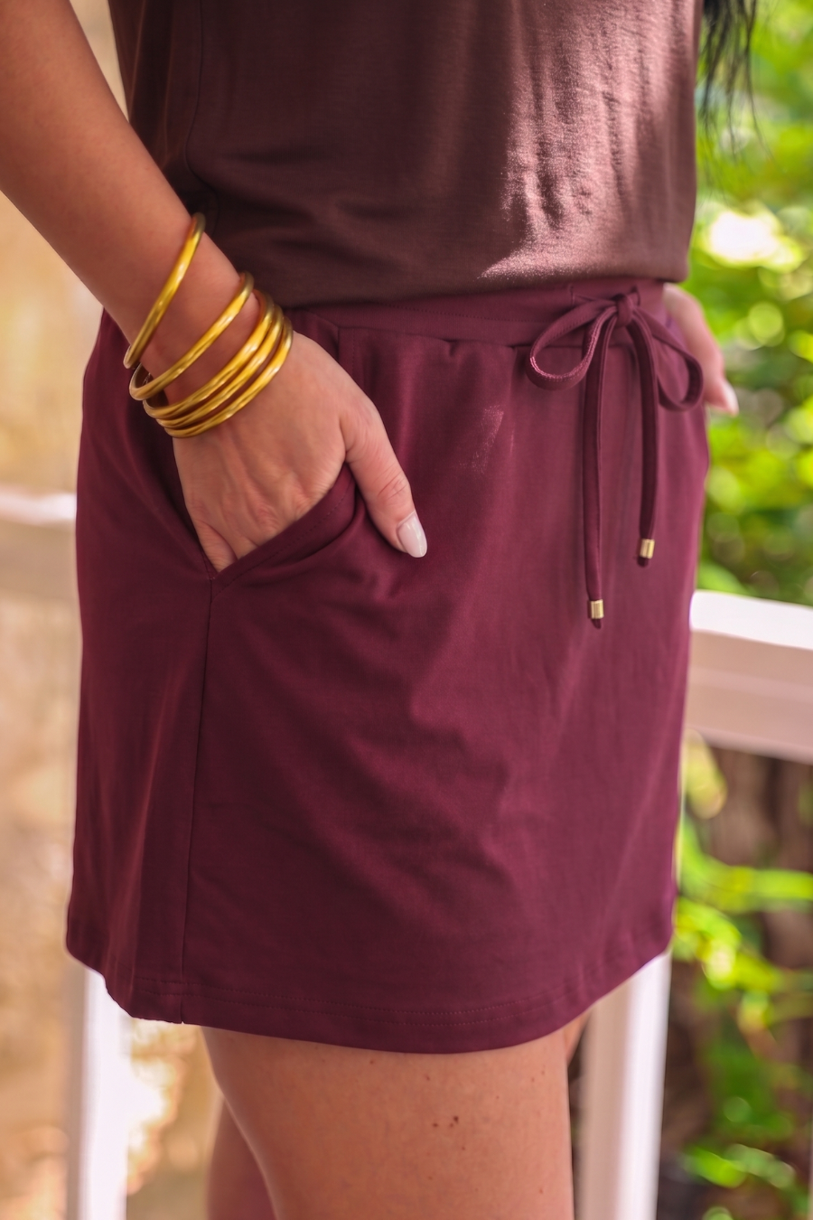 Burgundy Babe Drawstring Skort