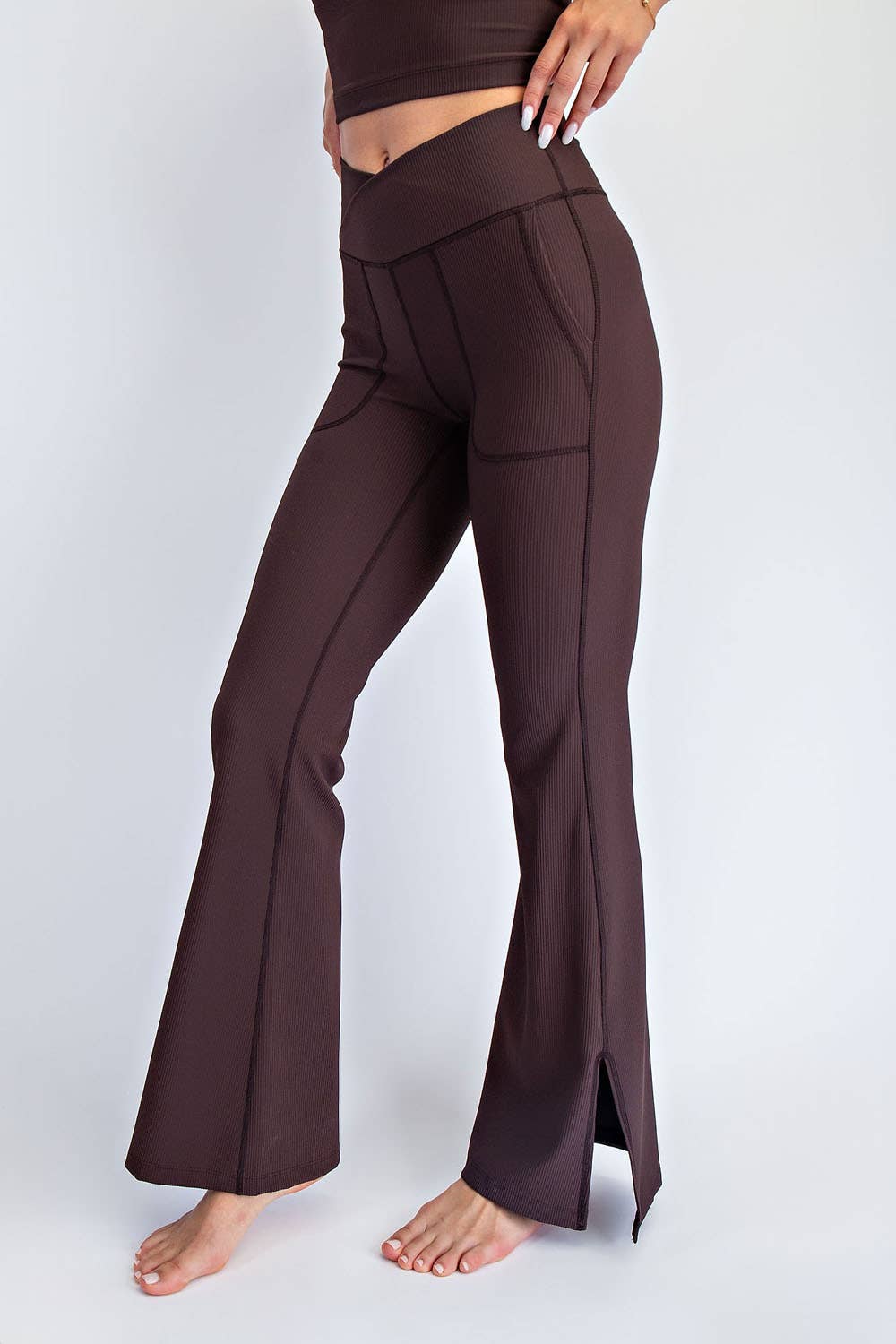 Flare Affair V-Waist Flared Leggings in Espresso