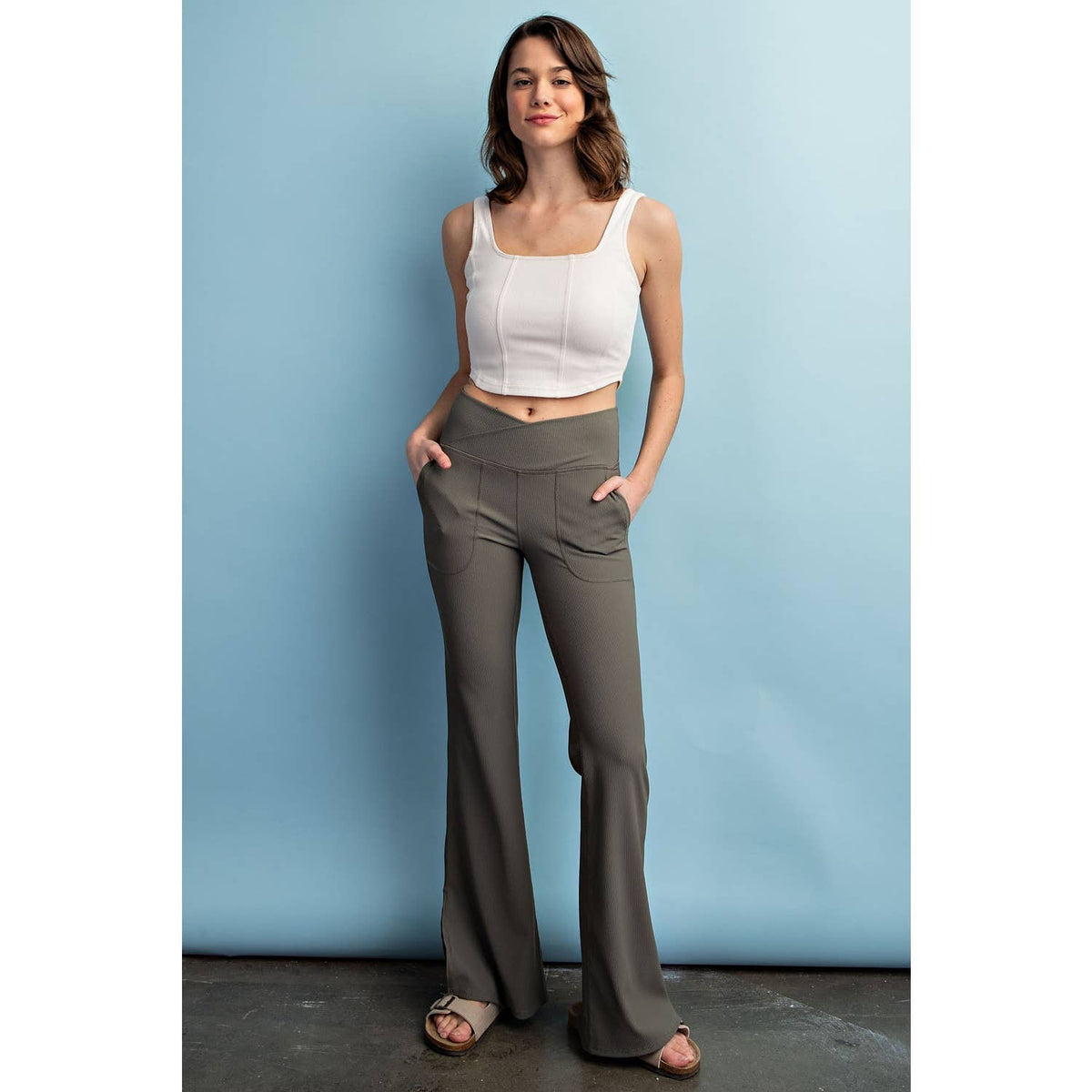 Flare Affair V-Waist Flared Leggings in Espresso