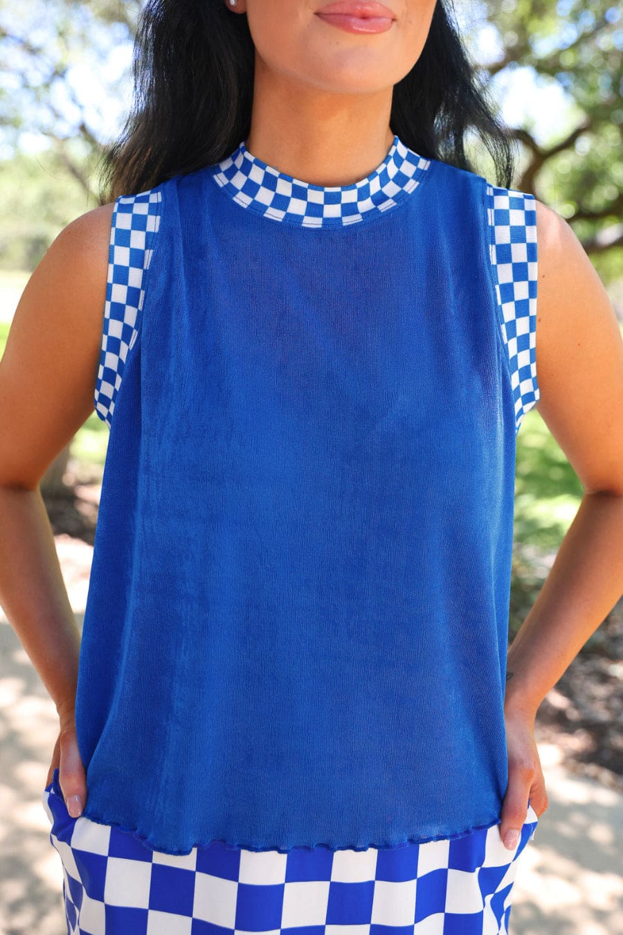 Checkmate Ribbed Tank- Blue