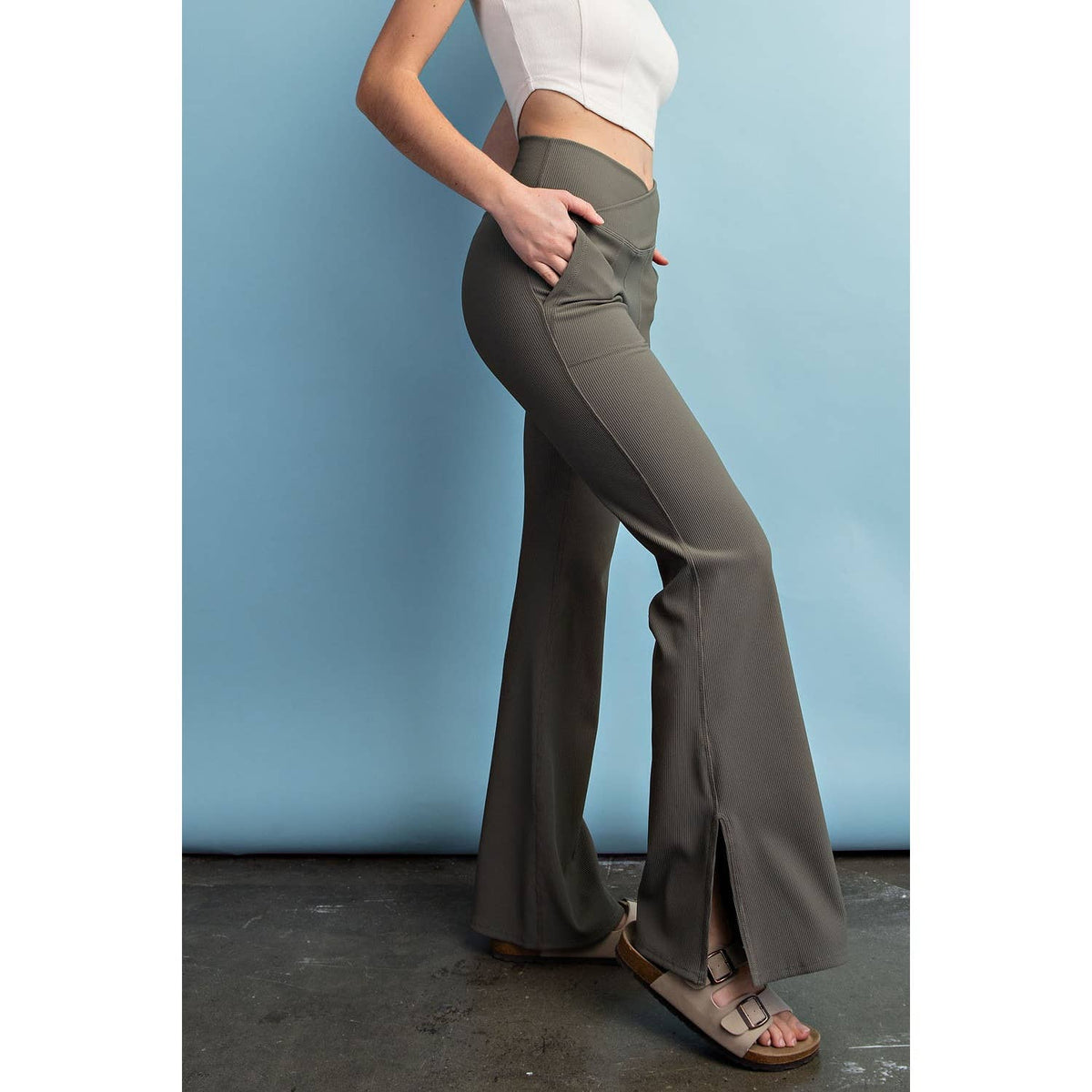 Flare Affair V-Waist Flared Leggings in Espresso