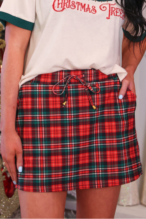 Jingle All the Plaid Red Skort
