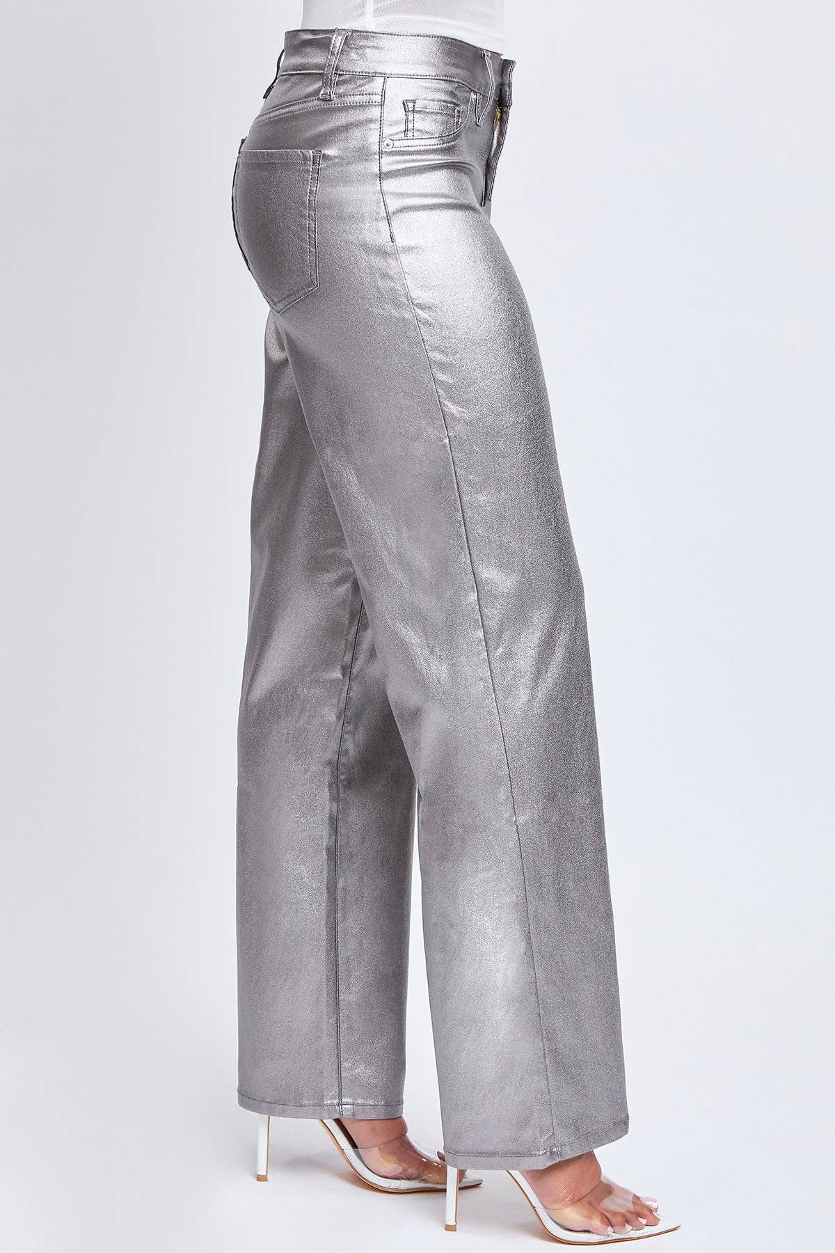 Midnight Shimmer High-Rise Metallic Straight Leg Pants