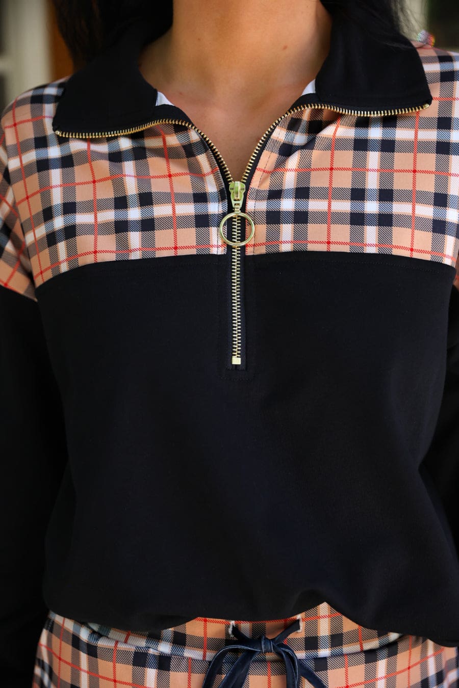 Mia Printed Pullover- Nora Plaid