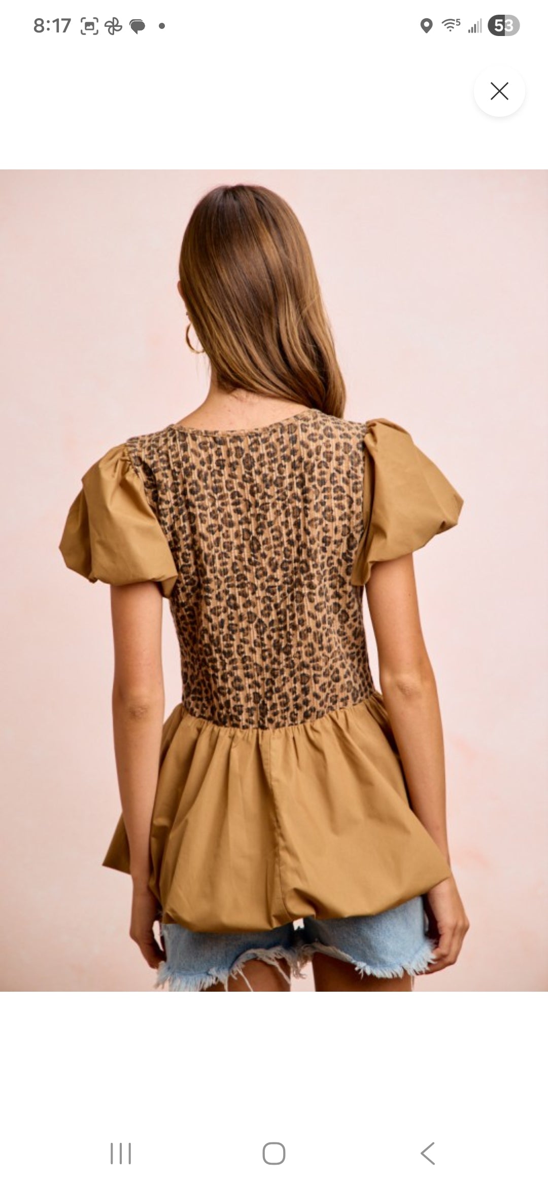 Leopard Puff Sleeve Bubble Peplum Top