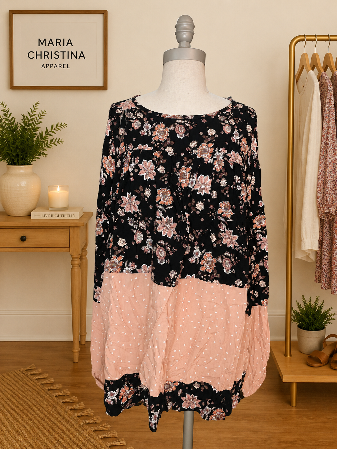 Peach Perfect Black Floral Top