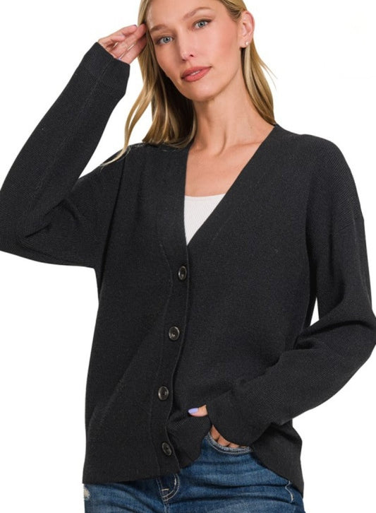 Viscose Button-Front Cardigan
