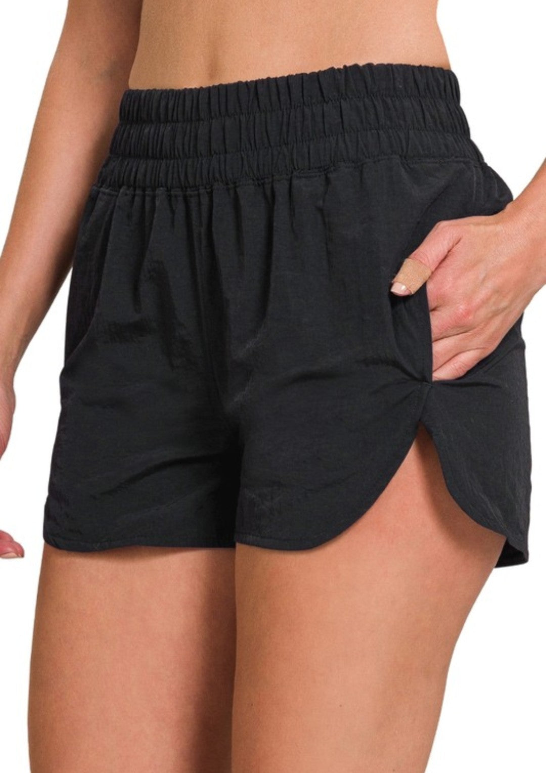 Windbreaker Smocked Waist Shorts