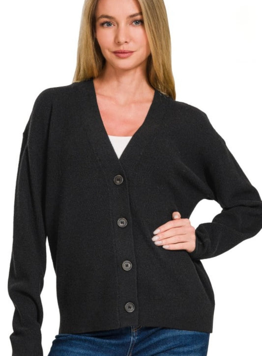 Viscose Button-Front Cardigan